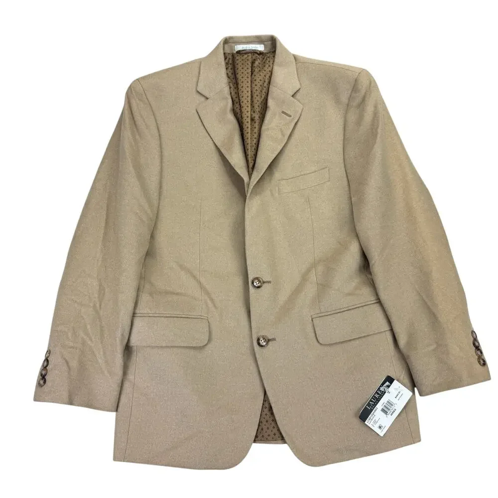 Lauren Ralph Lauren Mens Lacrosse Wool Cashmere Classic Fit Sport Coat Camel 40R